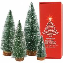 Mini Artificial Christmas Tree, Pack Of 4, Mini Christmas Tree Artificial With Snow Effect, Small Mini Christmas Tree, 10/15/20/25 Cm (Green) - Green - View 10