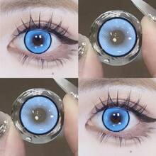 JeweLens 1 副泡泡角色扮演蓝色隐形眼镜动漫 14.5 毫米大直径软镜片