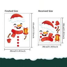 1 Peça Adesivo de Natal, Decorar Armários, Portas, Geladeiras, Paredes, Autoadesivo, Semigloss, Variedade de Designs Incluindo Papai Noel, Rena, Boneco de Neve, Adequado para Decoração Temática de Natal