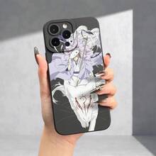 [Teléfono] Funda suave con diseño de animación juvenil y ojos impresos. Acabado mate y visión de 360 ​​grados. Compatible con los modelos 11, 12, 13, 14 Pro, 15, XR, X/XS, 8 Plus, SE y otros smartphones. - Negro - Ver 8