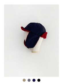 1 件装耳罩式捕手帽户外保暖内衬和羊毛冬帽，款式简单百搭，适合秋冬季 - 彩色 - 查看 4