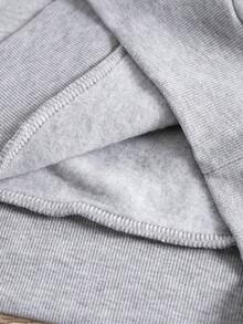 Plus Size Warm Heart Print Long Sleeve Casual Loose Hooded Sweatshirt, Autumn/Winter - Light Grey - View 8