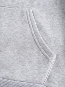 Plus Size Warm Heart Print Long Sleeve Casual Loose Hooded Sweatshirt, Autumn/Winter - Light Grey - View 7