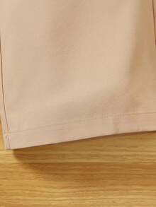女童純色休閒百搭優雅直筒長褲附腰帶，適合日常、上學、婚禮、攝影與派對穿著 - 卡其色 - 查看 7