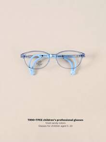 1pc 5-10 Years Old Kids' Fashion Oval Non-Prescription Glasses, TR90 Material Anti-Slip Anti-Fall Adjustable Temples, Blocking Blue Light, Suitable For Boys And Girls, Daily Wear - Curved Hook D - View 14