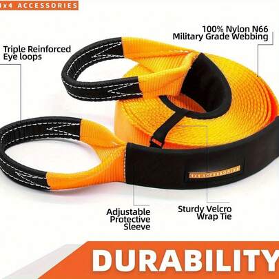 Nylon Heavy Duty Car Tow Strap Recovery 4"X 20 Ft/30 Ft (35,200 Lbs), Tow Snatch Strap