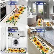 1pc Sunflower Pattern Welcome Mat, Durable Drainage Rug For Kitchen, Living Room, Entryway, Balcony, Home Decor, Anti-Slip, Suitable For Cafe, Bar, Holiday, Party, Bedroom, Bathroom