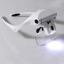 1pc Illuminated Head Magnifier Glass - With LED Lights, 5 Detachable Lenses (1X, 1.5X, 2X, 2.5X, 3.5X), Enhances Visibility - Great For Crafts, Cross-Stitch, Hobbies, Reading And Inspection Tasks - Multicolor - View 3