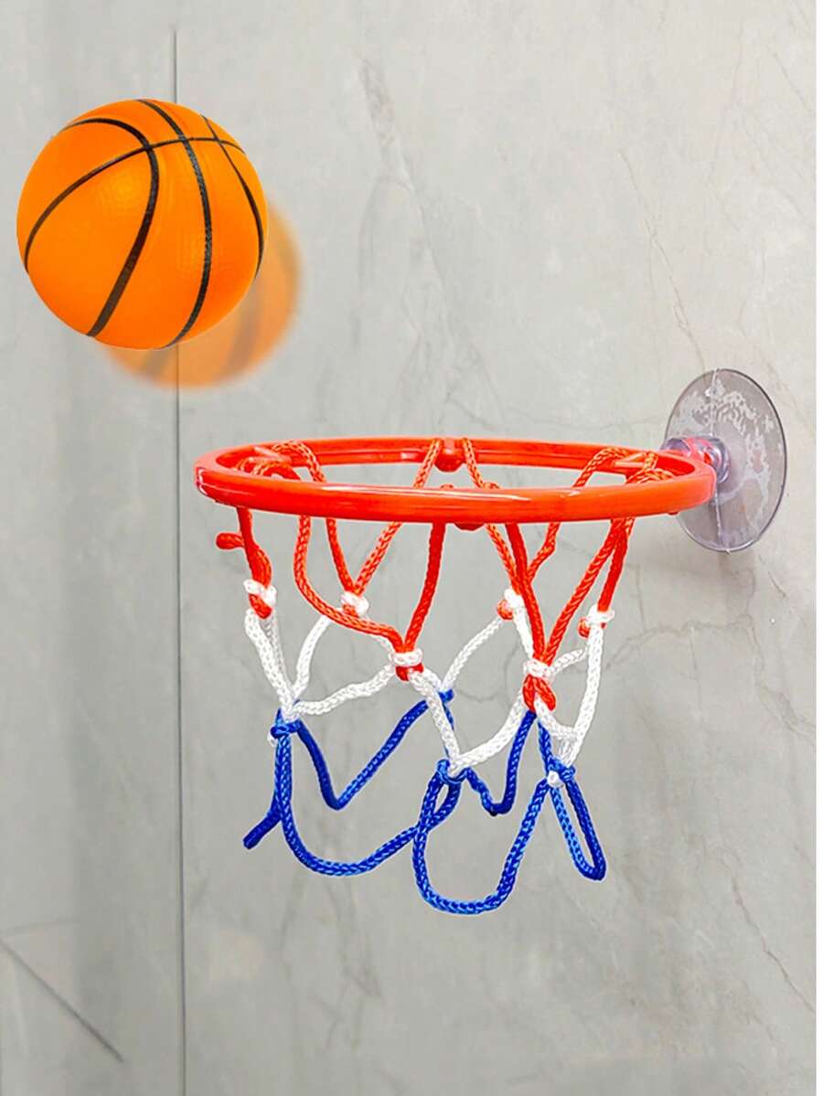 Juguete de mini baloncesto con ventosa, sin necesidad de perforar, juguete portátil de baloncesto para niños