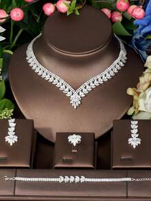 1 Set Fashion Cubic Zirconia Sunflower Decor Jewelry Set, Suitable For Women Wedding Wear