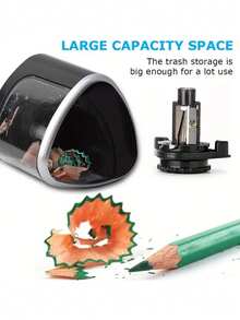 1 Automatic Electric Pencil Sharpener - No Battery Required, Automatic Stop, Second Level Fast Grinding, Compact And Portable Design, Suitable For Schools, Offices, Art - Heavy-Duty Structure, Suitable For Students, Teachers, Professionals - Black Electric Pencil Sharpener, School Stationery, Fashionable Design, Precise Grinding, Office Personnel (Without Battery)