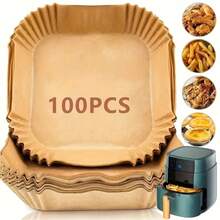 50/100 Stücke Backpapier für Heißluftfritteuse - Antihaftbackmatten, hitzebeständig ohne Beschichtung, geeignet für Ofen, Mikrowelle und Heißluftfritteuse, für den Haus- und Gewerbeeinsatz geeignet, unverzichtbar für Feiertage und den täglichen Kücheneinsatz, Zubehör für Heißluftfritteuse, gewelltes Design, natürliches Papier Material, hitzebeständig