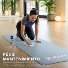 MUUK FITNESS Tapete de Yoga Foamy Antideslizante 150 x 59 cm | Esterilla Ligera de 8 mm con Correa de Transporte| Almohadilla para Rodillas y Codos | Material EVA Resistente, Ligero y Cómodo | Ideal para Ejercicio en Casa, Gimnasio, Parque, Viajes, Meditación y Estiramientos - Azul Pastel - Ver 9
