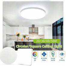 110V/220V 通用 LED 吸顶灯，方形/圆形白光灯具，6500K 明亮照明，适用于家庭、卧室、客厅、走廊、厨房、浴室、公寓、阳台、办公室 - LED白框吸頂燈 - 查看 3