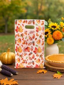 50 piezas Bolsa de regalo de Acción de Gracias, Bolsa de plástico con patrón de hoja de arce, Suministros para fiestas de Acción de Gracias, Bolsas de decoración de regalo del Día de Acción de Gracias, Bolsas de regalo pequeñas para fiestas de otoño, Suministros de envoltura de regalo de otoño, Decoraciones de Acción de Gracias para exteriores, Bolsas de envoltura de pequeños artículos de compra, Suministros de envoltura de cocina, Decoraciones de otoño, Recuerdos de fiesta