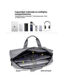 Maletín para portátil negro azul gris bandolera ajustable desmontable adecuado para viajes de negocios cómodo práctico amplio espacio manos libres ideal regalo festival unisex - Azul - Ver 4