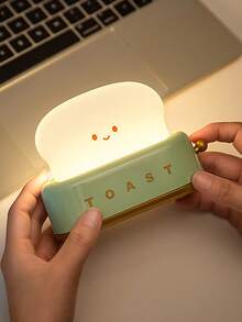 3000K USB Rechargeable Cute Toaster Shape LED Table Lamp, Heartwarming Decorative Table Lamp Toast Bread LED Night Light Creative Design Bread Night Light Suitable For Family Use Perfect Birthday Christmas Gift(Green/Orange/Pink) - Multicolor - View 9