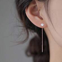1 Pair Minimalist Zirconia Stone Circular Tassel Ear Cuffs, Suitable For Women's Daily Wear