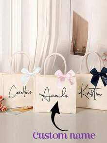 Borsa personalizzata per damigelle d'onore e accessori, borsa in lino, borsa regalo per damigelle, borsa per addio al nubilato, borsa da spiaggia, borsa regalo, borsa per festa di nozze, borsa in lino con nome, borsa da spiaggia con combinazione di lettere, regalo ideale per amici, donne, nuovi professionisti e impiegati, adatto per anniversari, Natale, autunno, vacanze, uso all'aperto/picnic/viaggio/escursionismo/sport/arrampicata