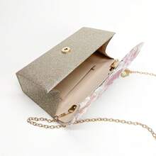 Bolso de embrague con purpurina, diseño en V, cadena de metal con purpurina y lentejuelas, bolso de fiesta de noche para bodas, cenas y uso casual, bolso de mano para mujer, regalo del Día de San Valentín