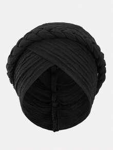 1pc Women's New Thickened Pleated Braided Headscarf, Bohemian Style Headwrap, Suitable For Daily Use - Multicolor - View 4