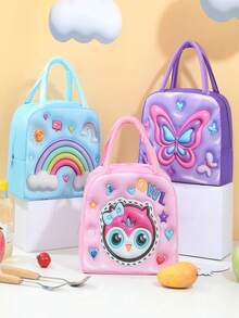 1 件女孩新款大容量午餐袋，3D 图案卡通午餐盒袋，防污、防褪色且轻便，是送礼的理想选择 - 彩色 - 查看 7