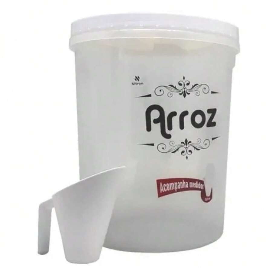 5.8 L Round Screw-Lid Rice Jar With Nitron Measuring Cup - trắng - Xem 1