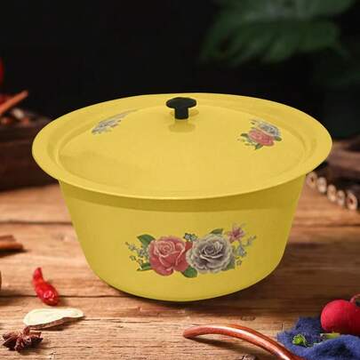 CASAMAX WL Cacerola de metal diseño floral diámetro 175x10 cm capacidad 12 litros hogar utensilio sartén resistente funcional decoración cocina multiusos almacenamiento alimentos recipiente práctico