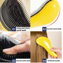 1pc S-Shaped Plastic Hair Comb - Anti-Knotting & Anti-Static Detangling Brush For Women & Pets, 6 Vibrant Colors (Blue/Pink/Purple/Green/Yellow/White) - Gentle On Normal Hair, Home & Salon Use, Pet Grooming Comb, Sleek Comb Design, Smooth Finish, Durable Hairbrush, Professional Stylists