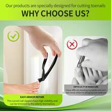 1 pièce Coupe-ongles professionnel pour ongles incarnés et épais des personnes âgées - Coupe-ongles de podologue robuste, avec poignée ergonomique en acier inoxydable, lame incurvée aiguisée