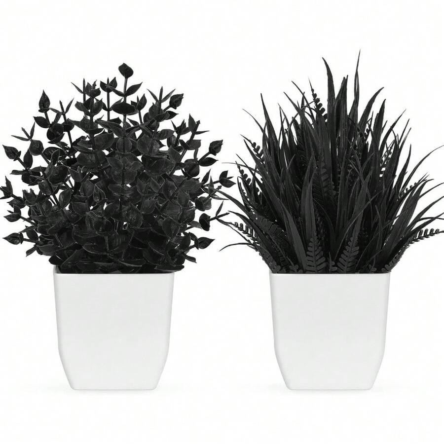 Der Rose 2 Pack Small Fake Plants Mini Artificial Potted Plants For Table Desk Home Bathroom Office Decor