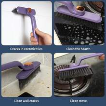 360 ° Rotating Multifunctional Crevice Brush - Long Handle Bathroom Cleaner With Ergonomic Grip, Suitable For Narrow Spaces, Shower Walls, And Hard To Reach Areas - Durable Commercial Household Cleaning Tool