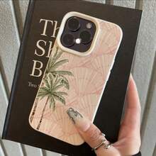 Vacation Style Fashion TPU Pink Seashell & Palm Tree Pattern 1pc Phone Case Compatible With Iphone/ Phones Spring Gift Birthday Party Celebration International Version Not The Domestic Version - White - View 2