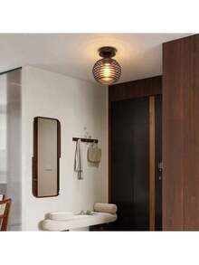 Vintage Pendelleuchte für Flur - Retro Flurlampe mit schwarzem Metallschirm, Industrieküchen-Beleuchtung, E27 Fassung (max. 40W), geeignet für Balkon, Gang und Schlafzimmer