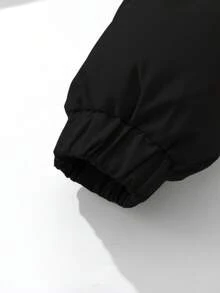Men's Solid Color Long Sleeve Zip Front Casual Hooded Padded Winter Coat, Daily Casual Commute, Street Fashion, Fall - Black - View 5