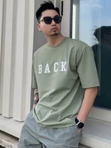 Camiseta de cuello redondo holgada y de ajuste suelto de verano para hombre, con estampado de letras y gráficos