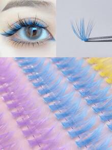 200 piezas de pestañas postizas individuales reutilizables de 5 colores pastel arcoíris DIY | Pestañas suaves y ligeras de 12 mm con curvatura D, amigables con la piel, para Halloween, Acción de Gracias, Navidad, fiestas de boda, cosplay y maquillaje glamoroso creativo diario