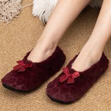 Women's Thick Non-Slip Warm Soft Bottom Indoor Floor Leg Warmers With Bow, Suitable For Autumn/Winter, Yoga, Early Childhood Education