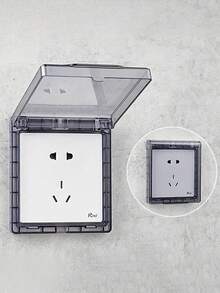 Caja de conexiones eléctrica transparente y resistente al agua, cubierta impermeable autoadhesiva transparente para toma de corriente y protección contra salpicaduras, compartimento de plástico transparente para gestión de cables, sin batería requerida, accesorio eléctrico para exteriores | Diseño de tapa transparente