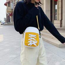 Bolso bandolera de lona con parches exagerados y personalizado de moda, bolso de hombro de mujer con bolsillo para teléfono y monedero