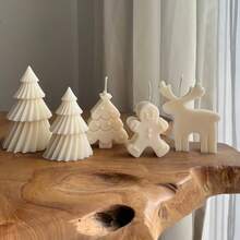 3 peças de rena de Natal, boneco de gengibre, molde de vela de árvore de Natal, faça você mesmo, molde de decoração de Natal para cera, gesso, resina epóxi, silicone