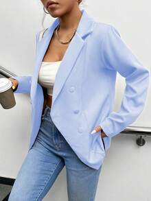 A&DD MODA, REF: 173 Women's Blazer Elegant Fitted Modern Social Formal Casual Sophisticated Tailoring Premium Fabric Versatile Comfortable Work Style Party Everyday Classic Perfect Cut Refined Look Contemporary Look Blogger Charming Quality Superior Finish ✨ - 淺藍色 - 查看 6