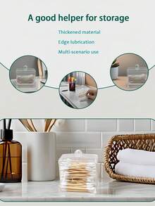 Qtip Dispenser Big Clear Qtip Holder, Bathroom Container Organizer Accessories Decor For Storage-Qtips Cotton Ball