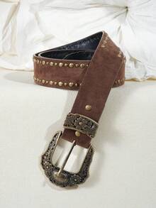 加大码波西米亚风 Y2K 印花腰带，复古牛仔风格女式腰带，适合牛仔裤、连衣裙、日常穿着、派对、音乐节、牛仔女郎造型