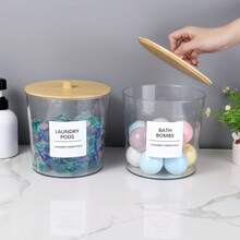2pcs Large Capacity Laundry Pods Container With Lid, Clear Acrylic Powder Detergent Containers For Pods, Scent Boosters & Powder, Laundry Room Organization Decor, Airtight Storage Jars