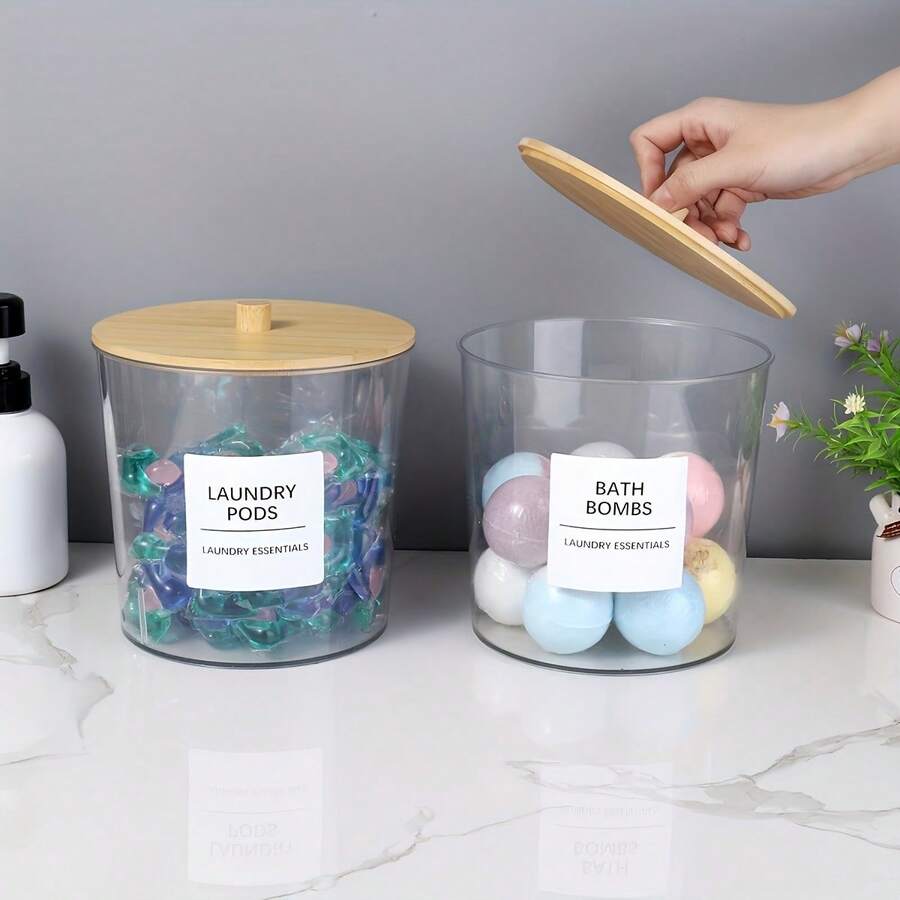 2pcs Large Capacity Laundry Pods Container With Lid, Clear Acrylic Powder Detergent Containers For Pods, Scent Boosters & Powder, Laundry Room Organization Decor, Airtight Storage Jars