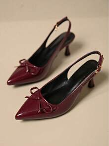 Sandalias de tacón alto de punta elegante con lazo para mujer, zapatos de vestir sexy para fiesta, adecuados para verano, commute, discoteca, boda, fiesta, exterior, disponibles en burdeos, negro Zapatos de tacón bajo de recubierto con punta puntiaguda para mujer Tacones altos de moda casual y sencilla para mujer para uso diario Sandalias de tacón alto con punta afilada y tiras caladas para mujer Sandalias de tacón alto Baotou de estilo clásico para mujer, sandalias francesas con punta en punta, tacones altos a la moda para mujer Tacones altos de mujer, tacones altos puntiagudos, tacón abierto, a la moda y versátiles Sandalias de tacón alto con diseño de lazo al estilo clásico francés, elegantes; Sandalias planas con punta puntiaguda, de estilo gracioso y fácil de poner; Zapatos de sandalia de moda de verano, apropiados para vestidos y uso diario - Burdeos - Ver 7