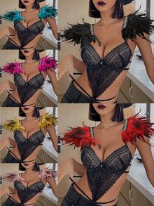 Damen künstliche Federn Schulter Abzeichen Schulterriemen Flügel Dekoration Punk Halloween Gothic Karneval Mode Accessoires - Verschiedenfarbig - Übersicht 6