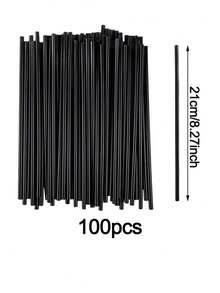 100pcs/200pcs S Black Plastic Disposable Coffee/Drink Straws, Suitable For Milk Tea, Soy Milk, Juice, Coffee, Cocktails, Smoothies, Milkshakes And Cold Drinks,For Hawaiian Parties, Weddings, Birthdays, Pools, Summer, Beaches, Home Use - Multicolor - View 14