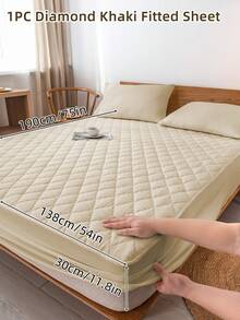 1pc Fitted Sheet, Bedding, Bed Sheet, Waterproof  Fitted Sheet, Skin-Friendly Mattress Cover, Soft And Comfortable Bedding For Bedroom, Room Decor, Halloween Decor, Christmas Decoration, 11.8 Inch Deep Pocket Cooling Breathable Quilted Fitted Sheet For All Seasons, For Single, Twin, Full, Queen And King Size, Solid Color Mattress Protective Cover, Dustproof, Comfortable And Machine Washable - 彩色 - 查看 160